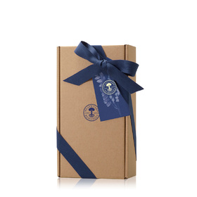 Dispenser Kraft Box, Blue Ribbon, Tissue paper & Tag